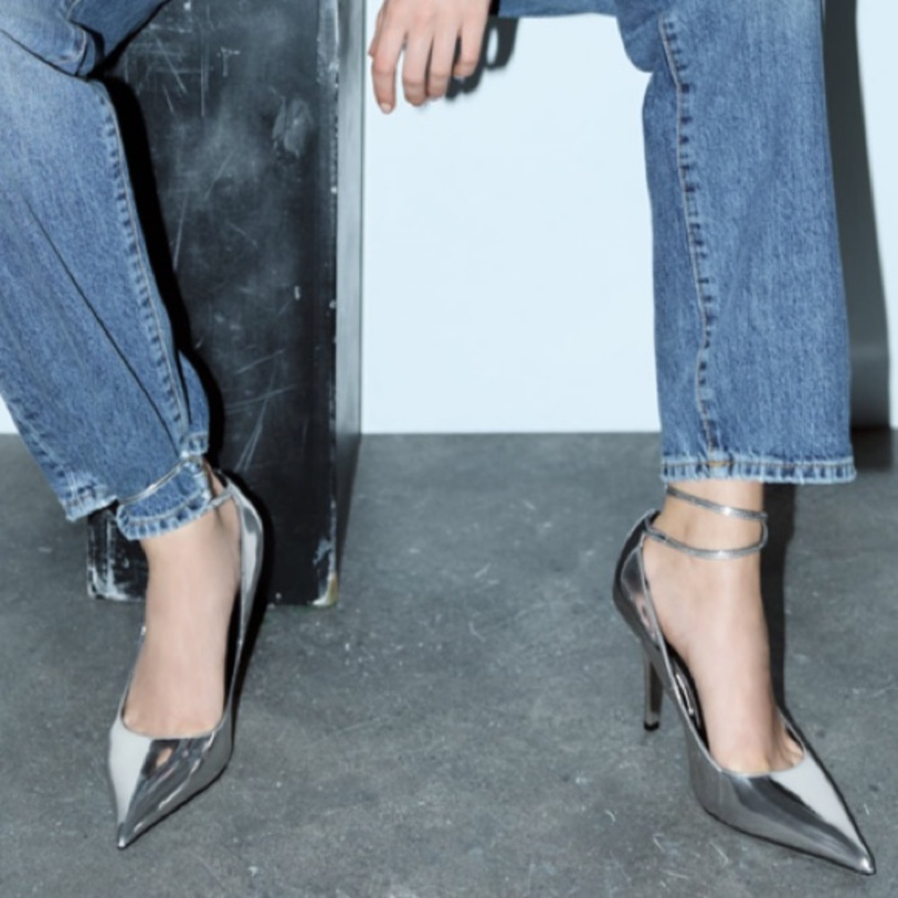 NEW! Zara Silver Metallic Heels Size 42 or 11 (US) - Picture 7 of 13